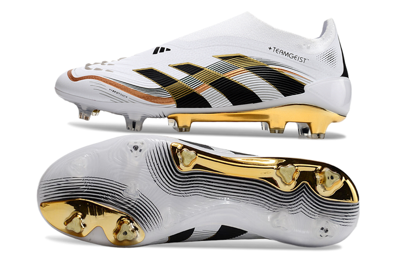 CHUTEIRA ADIDAS PREDATOR TONGUE FG ELITE - Branca/Dourada