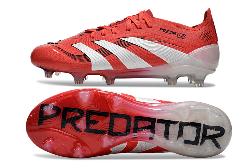 CHUTEIRA ADIDAS PREDATOR TONGUE FG ELITE - Vermelha/Branca