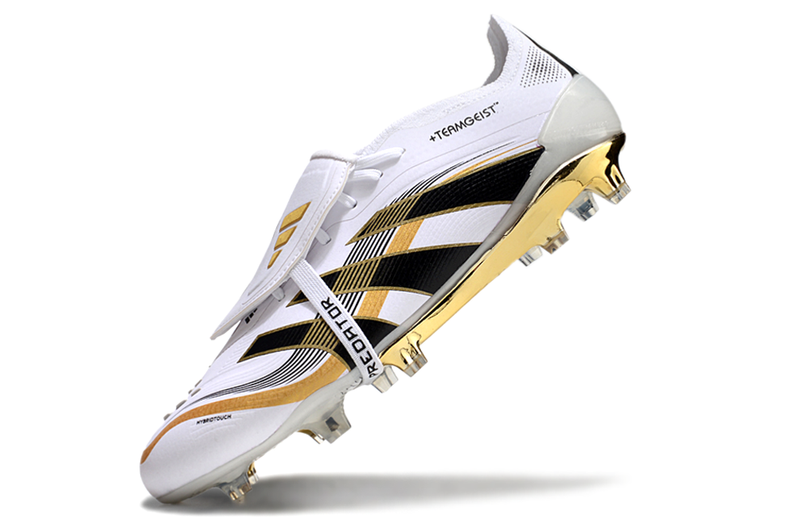 CHUTEIRA ADIDAS PREDATOR TONGUE FG ELITE - Branca/Dourada