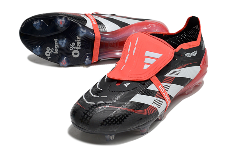 CHUTEIRA ADIDAS PREDATOR TONGUE FG ELITE - Preta/Vermelha