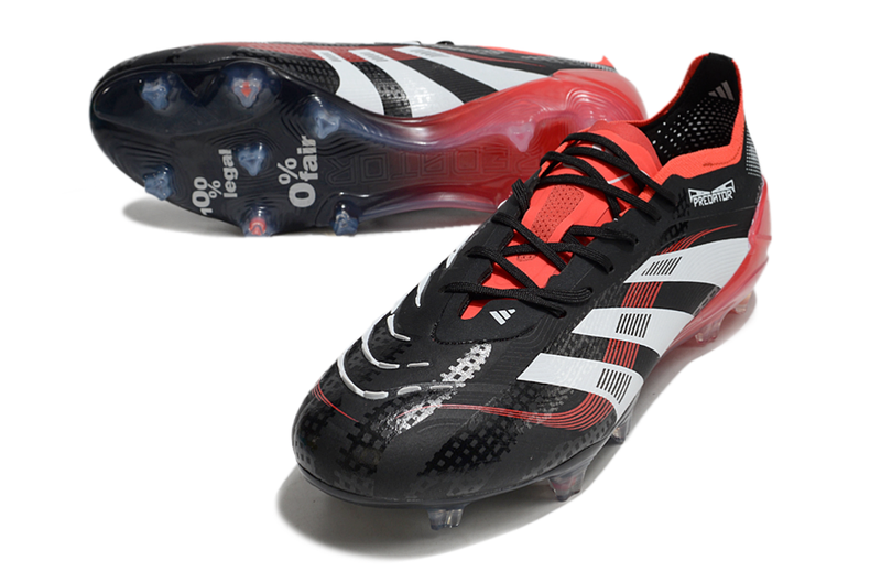 CHUTEIRA ADIDAS PREDATOR TONGUE FG ELITE - Preta/Vermelha