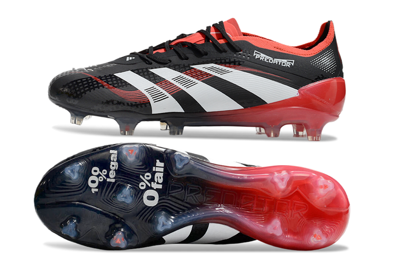 CHUTEIRA ADIDAS PREDATOR TONGUE FG ELITE - Preta/Vermelha